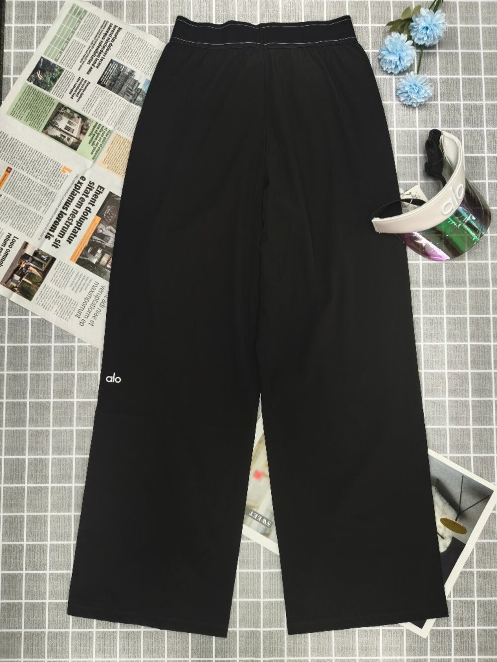 NWT Alo Yoga Black Wide Leg Pants 🌈Women's Classic Athleisure Trousers🌼Regular - Picture 3 of 9